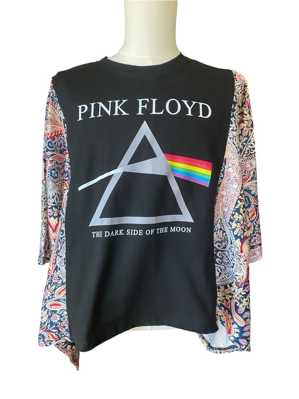 Pink Floyd Dark Side of the Moon Paisley Kimono Sleeve Top SZ L